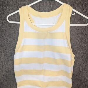 JoyLab Yellow and White Striped Ribbed Seamless Support Tank